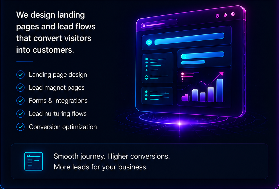 Landing Pages, Forms and Lead Flow service details.