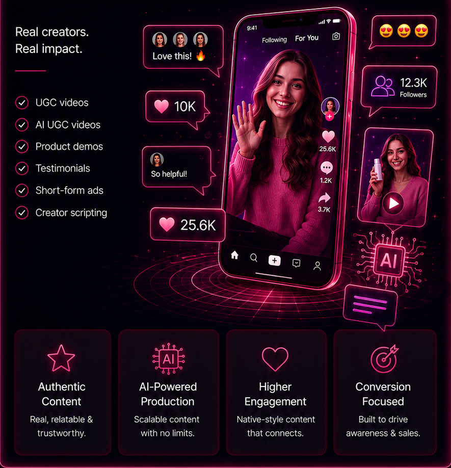 UGC and AI UGC Content service details.